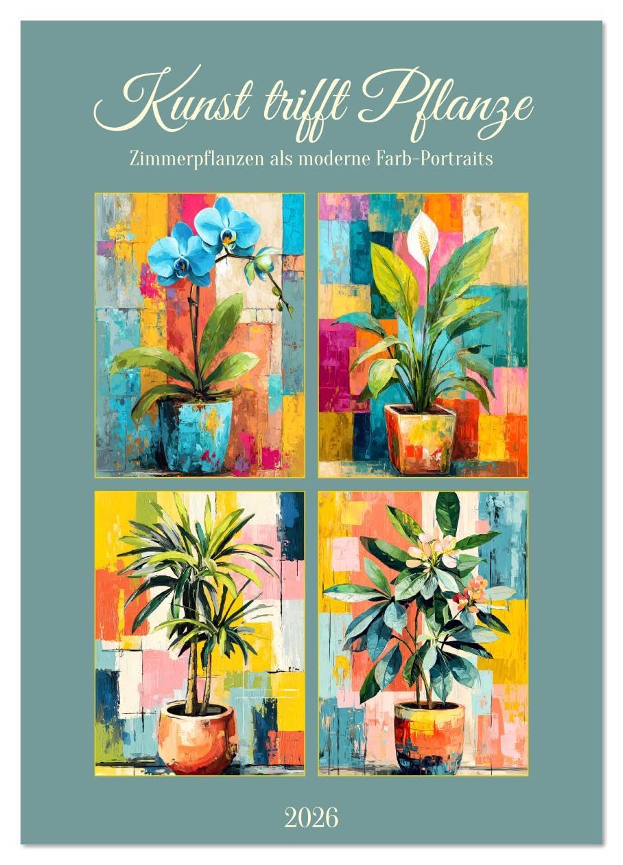 Kunst trifft Pflanze. Zimmerpflanzen als moderne Farb-Portraits (Wandkalender 2026 DIN A2 hoch), CALVENDO Monatskalender: Zwölf stilisierte ... grüner Wohnbegleiter (CALVENDO Natur) Living & Furnishing
