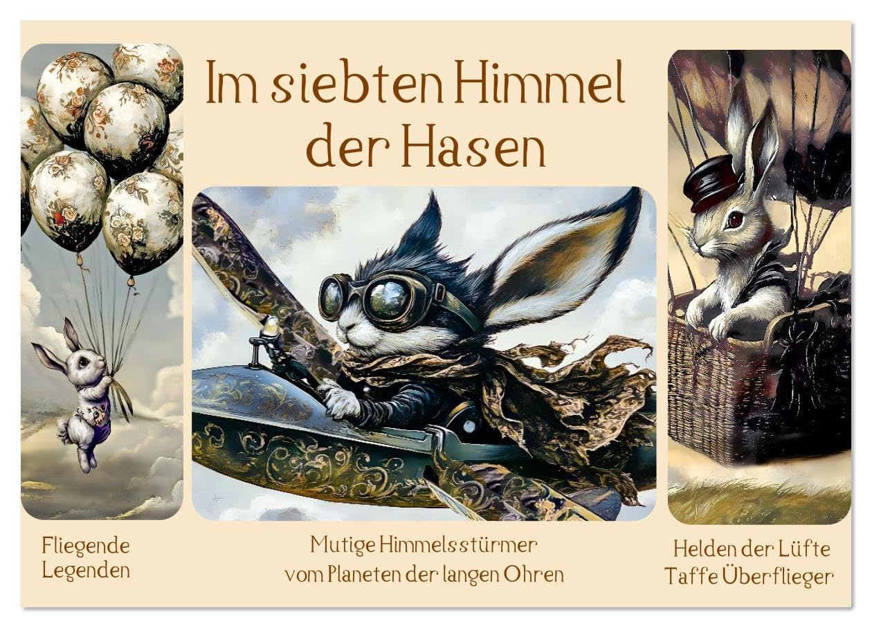 Im siebten Himmel der Hasen (Wandkalender 2026 DIN A2 quer), CALVENDO Monatskalender: Hasen als Himmelsstürmer. Luftige Abenteuer für Groß und Klein. (CALVENDO Spass) Natural Sciences