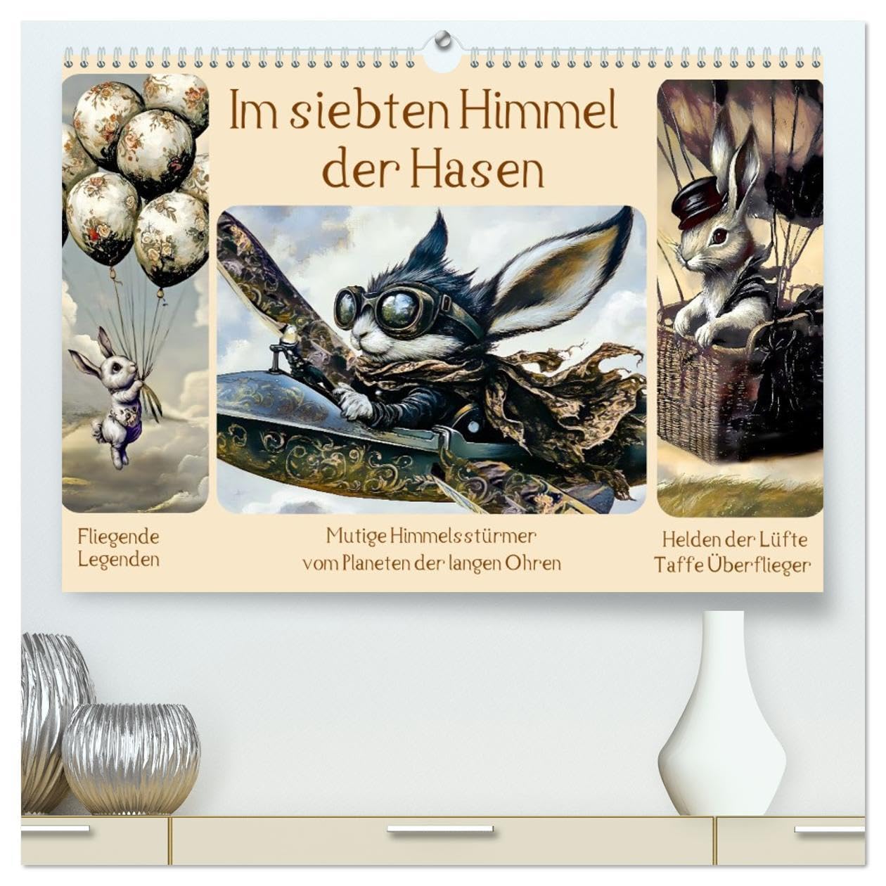 Im siebten Himmel der Hasen (hochwertiger Premium Wandkalender 2026 DIN A2 quer), Kunstdruck in Hochglanz: Hasen als Himmelsstürmer. Luftige Abenteuer für Groß und Klein. (CALVENDO Spass) Natural Sciences
