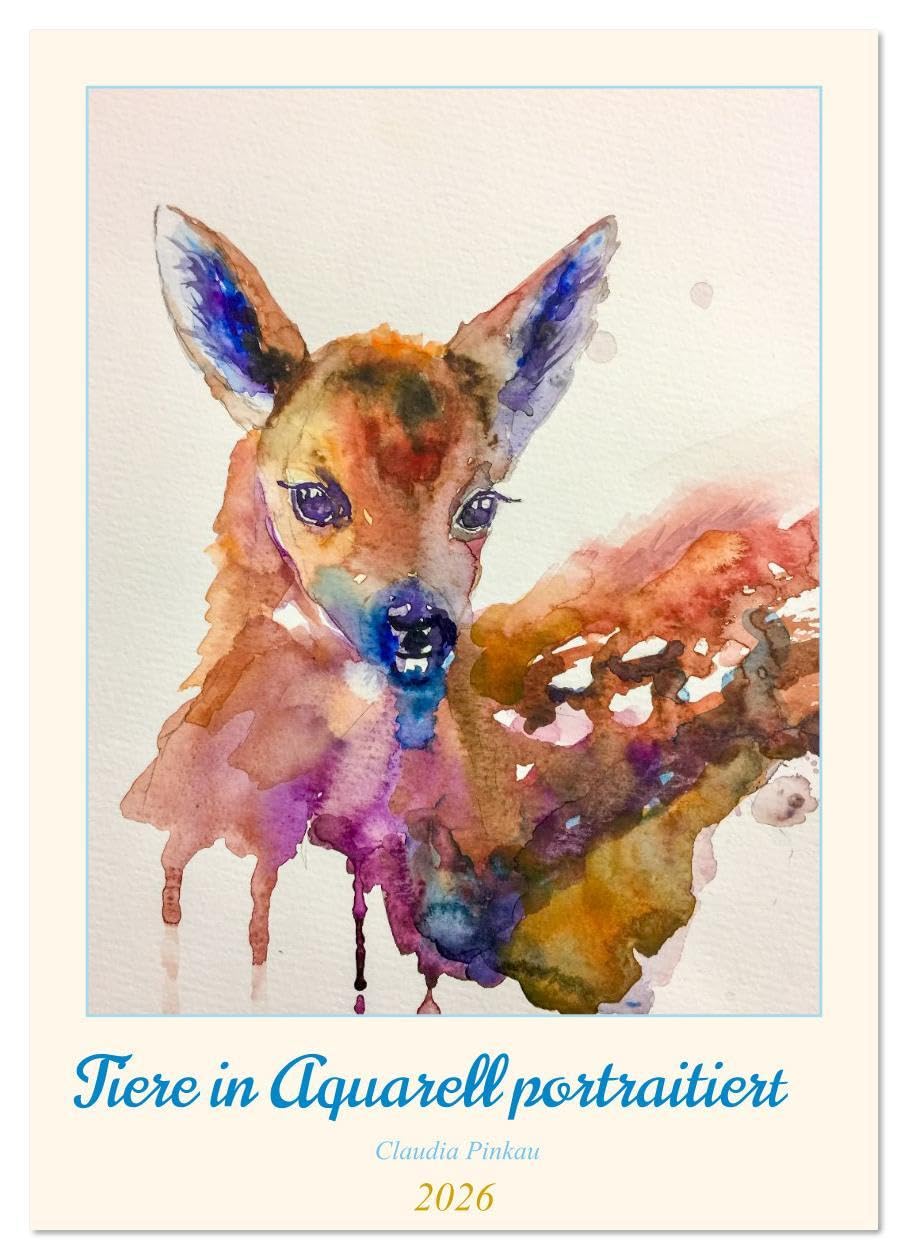 Tiere in Aquarell portraitiert (Wandkalender 2026 DIN A3 hoch), CALVENDO Monatskalender: Erfreuen Sie sich an zauberhaften Tieraquarellen! (CALVENDO Tiere) Film, Art & Culture