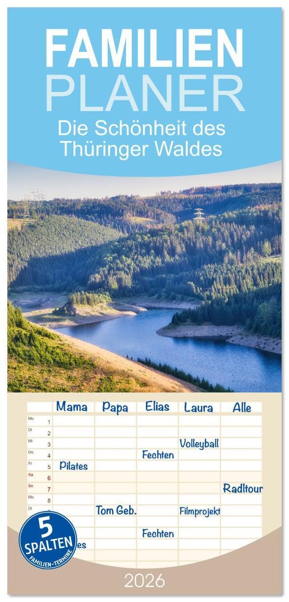 Familienplaner 2026 - Die Schönheit des Thüringer Waldes mit 5 Spalten (Wandkalender, 21 x 45 cm) CALVENDO: Der Thüringer Wald bietet einfach alles, ... einfach Natur pur (CALVENDO Natur) Calendars