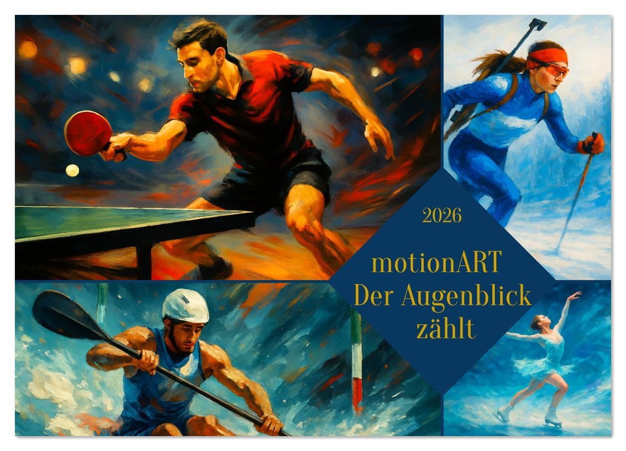 motionART Der Augenblick zählt (Wandkalender 2026 DIN A2 quer), CALVENDO Monatskalender: Ein Jahr mit der Energie des Sports (CALVENDO Sport) Leisure, Home & Garden