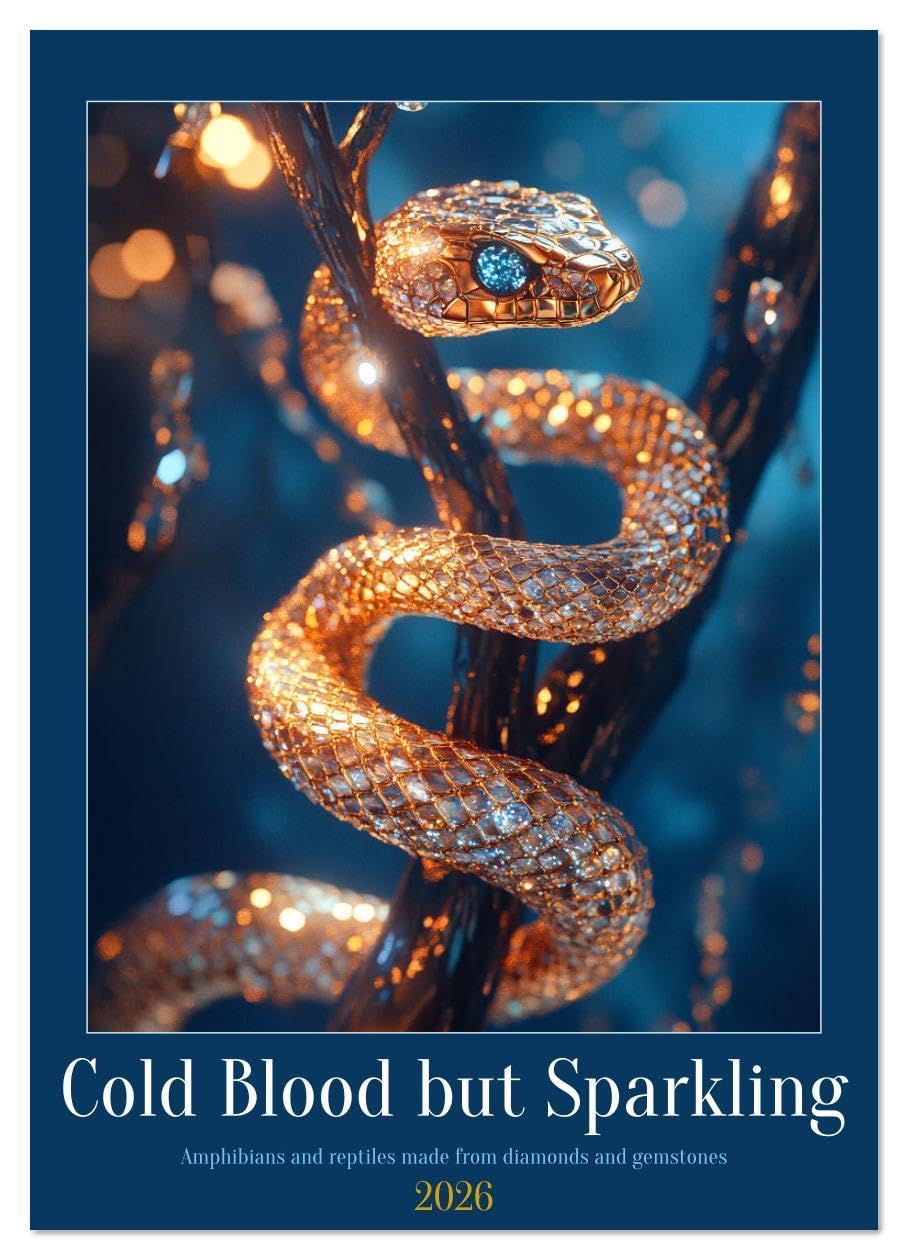 Cold Blood but Sparkeling (Wall Calendar 2026 DIN A3 portrait), CALVENDO 12 Month Wall Calendar: If nature shone in gold and precious stones Film, Art & Culture