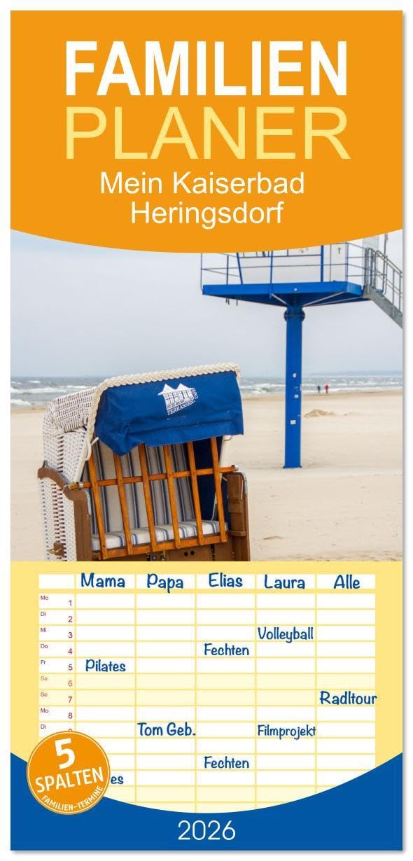 Familienplaner 2026 - Mein Kaiserbad Heringsdorf mit 5 Spalten (Wandkalender, 21 x 45 cm) CALVENDO: Warum mein Heringsdorf der perfekte Ferienort an der Ostsee ist? (CALVENDO Orte) Calendars