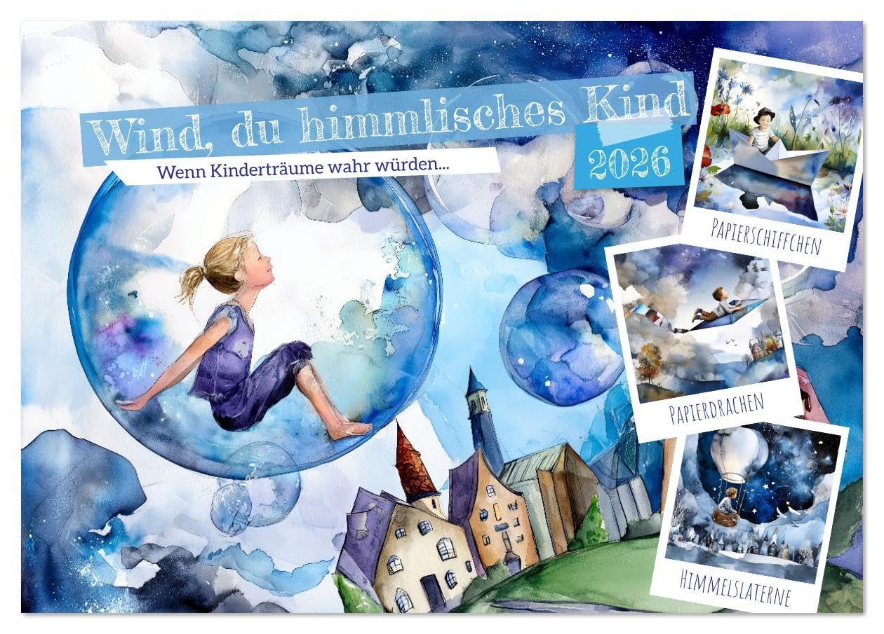 Wind, du himmlisches Kind (Tischkalender 2026 DIN A5 quer), CALVENDO Monatskalender: Wenn Kinderträume wahr würden (CALVENDO Menschen) Social Sciences