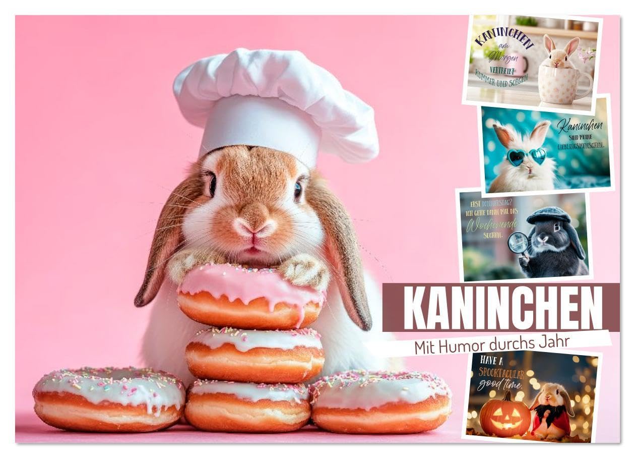 KANINCHEN Mit Humor durchs Jahr (Wandkalender 2026 DIN A2 quer), CALVENDO Monatskalender: Worte mit Witz und Charme (CALVENDO Spass) Natural Sciences