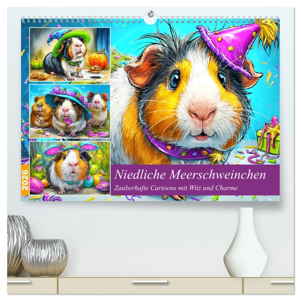 Niedliche Meerschweinchen. Zauberhafte Cartoons mit Witz und Charme (hochwertiger Premium Wandkalender 2026 DIN A2 quer), Kunstdruck in Hochglanz: Ein ... mit süßen Meerschweinchen (CALVENDO Tiere) Living & Furnishing