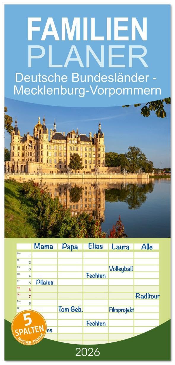 Familienplaner 2026 - Deutsche Bundesländer - Mecklenburg-Vorpommern mit 5 Spalten (Wandkalender, 21 x 45 cm) CALVENDO: 12 Monate mit einigen der ... Mecklenburg-Vorpommern. (CALVENDO Orte) Leisure, Home & Garden