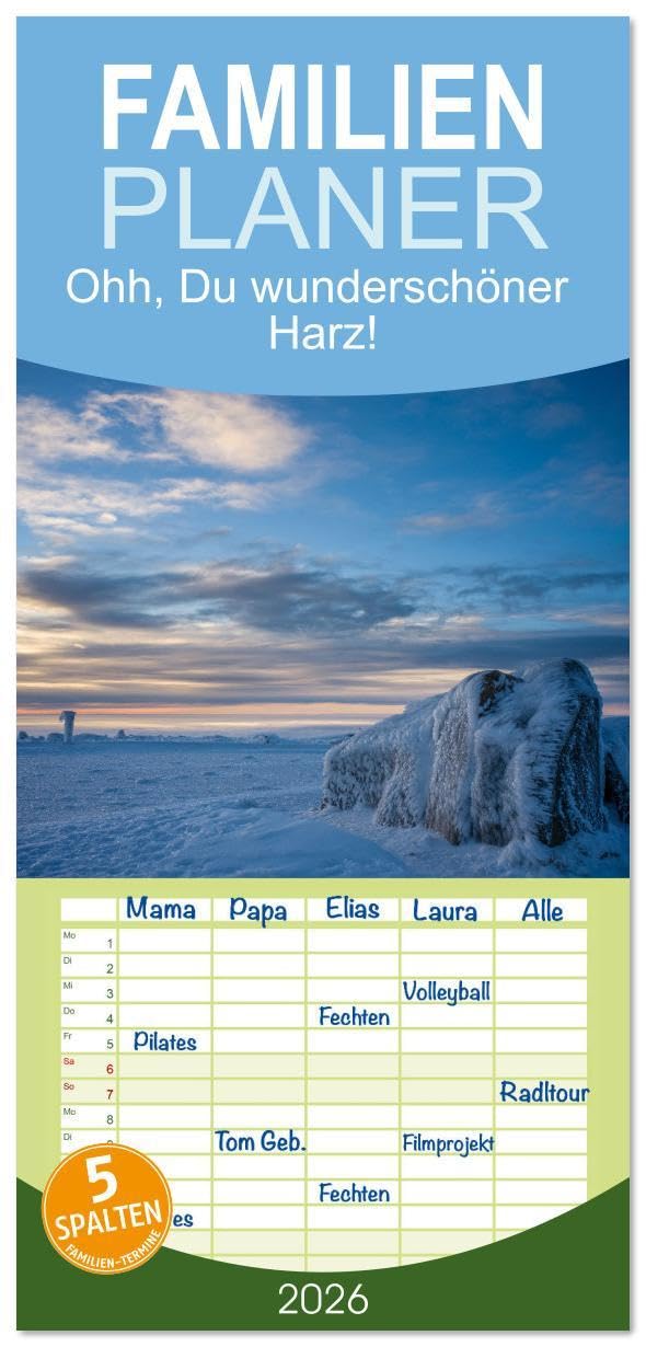 Familienplaner 2026 - Ohh, Du wunderschöner Harz! mit 5 Spalten (Wandkalender, 21 x 45 cm) CALVENDO: Fotos liebenswerter Städte und Landschaften im Harz (CALVENDO Orte) Leisure, Home & Garden