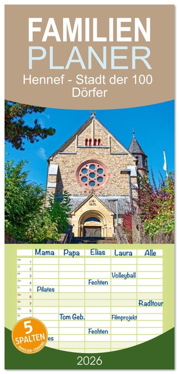 Familienplaner 2026 - Hennef - Stadt der 100 Dörfer mit 5 Spalten (Wandkalender, 21 x 45 cm) CALVENDO: Die wunderbare Stadt an der Sieg (CALVENDO Orte) Leisure, Home & Garden