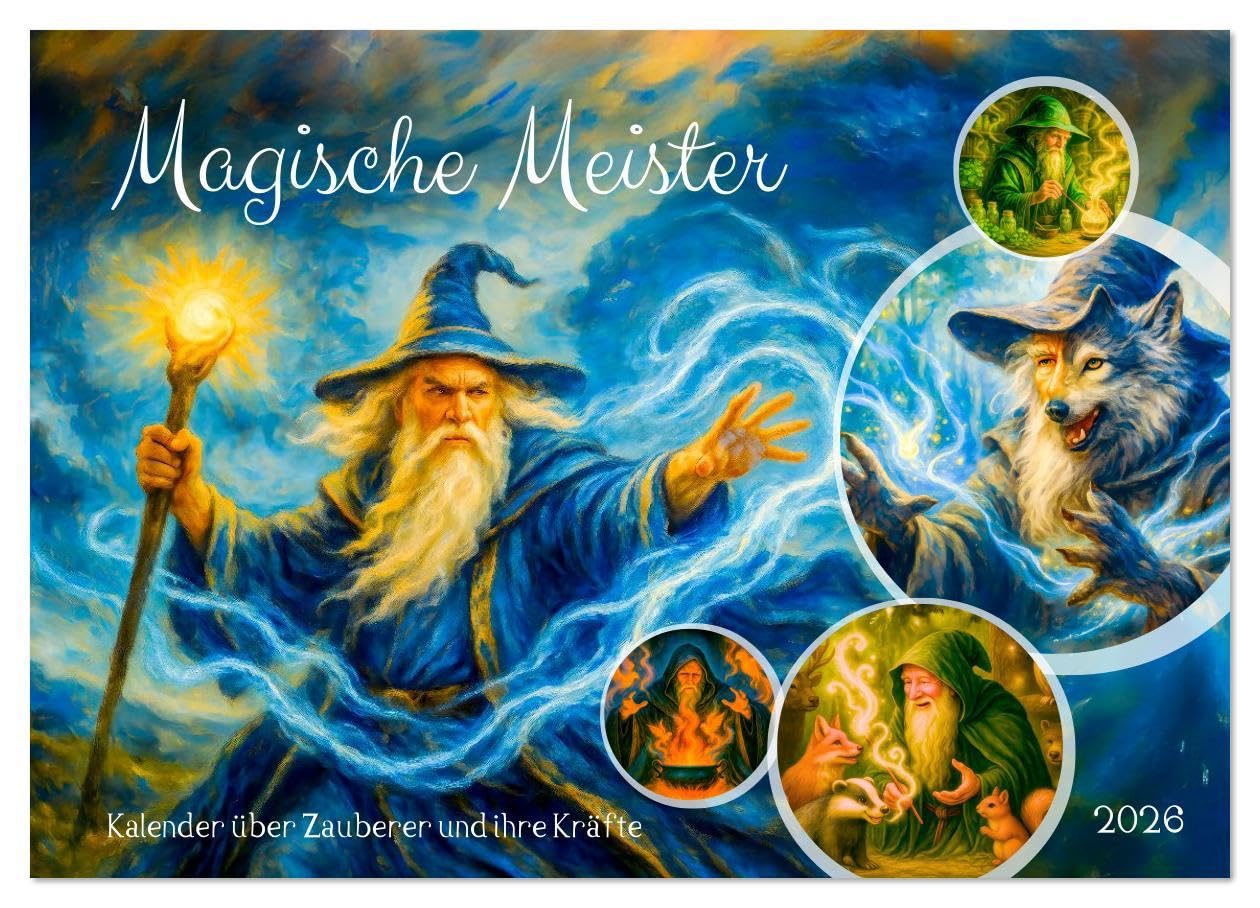Magische Meister - Kalender über Zauberer und ihre Kräfte (Wandkalender 2026 DIN A3 quer), CALVENDO Monatskalender: Ein fantasievoller Kunstkalender ... und geheimen Ritualen (CALVENDO Spass) Social Sciences