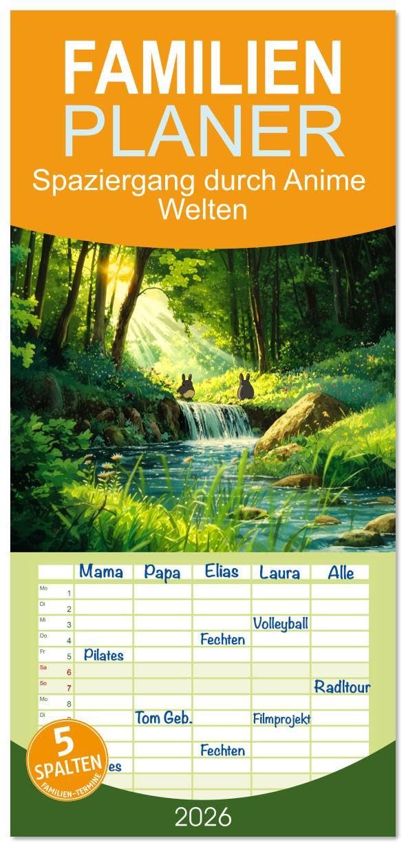 Familienplaner 2026 - Spaziergang durch Anime Welten mit 5 Spalten (Wandkalender, 21 x 45 cm) CALVENDO: Ein Kalender, der Träume weckt – Fantasievolle ... für jeden Monat (CALVENDO Kunst) Manga