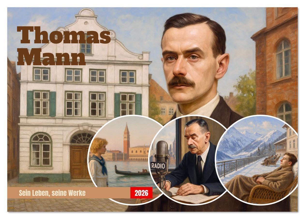 Thomas Mann. Sein Leben, seine Werke (Tischkalender 2026 DIN A5 quer), CALVENDO Monatskalender: Ein inspirierender Kalender für alle, die Literatur lieben. (CALVENDO Kunst) Film, Art & Culture