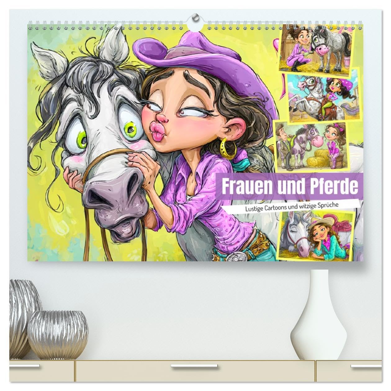 Frauen und Pferde. Lustige Cartoons und witzige Sprüche (hochwertiger Premium Wandkalender 2026 DIN A2 quer), Kunstdruck in Hochglanz: Ein spaßiger ... aus dem Stall-Alltag (CALVENDO Spass) Cartoons