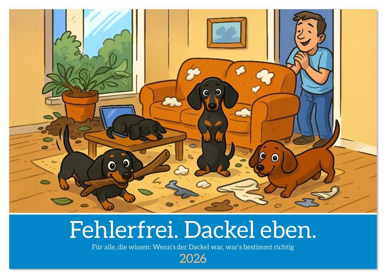 Fehlerfrei. Dackel eben. (Wandkalender 2026 DIN A4 quer), CALVENDO Monatskalender: Vier Beine. Ein Wille. Keine Kompromisse. Und mit viel Witz (CALVENDO Spass) Natural Sciences
