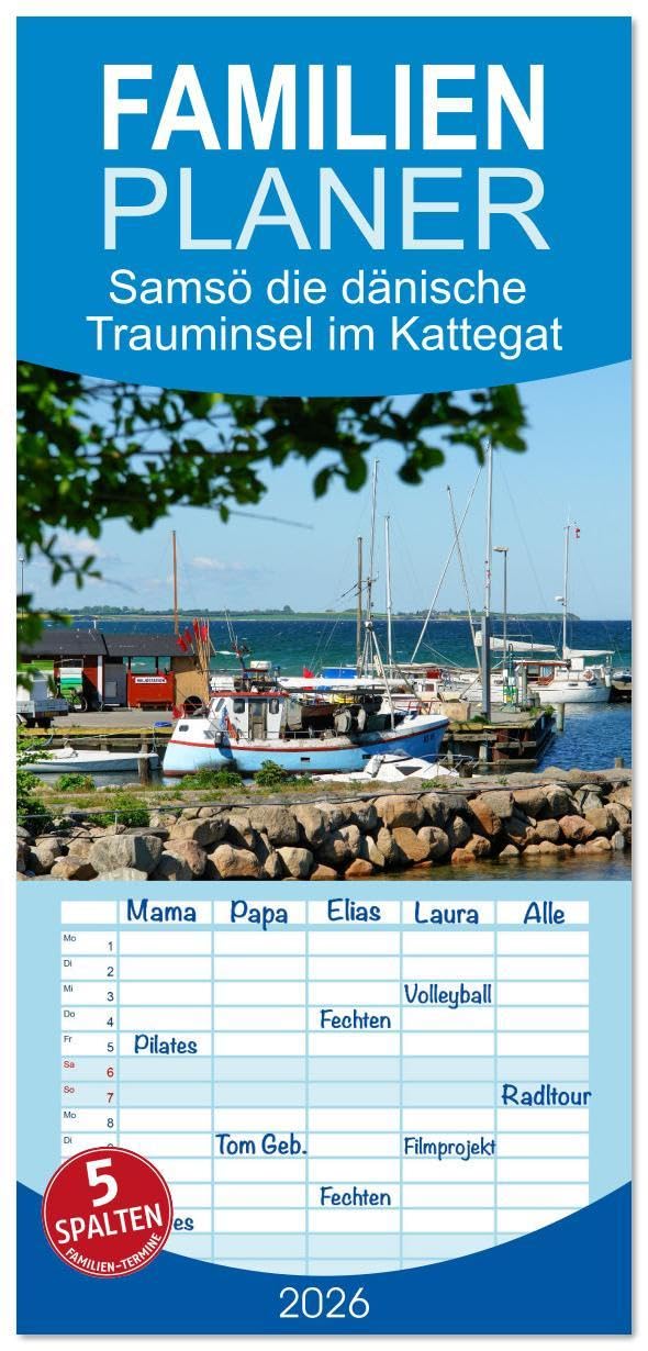 Familienplaner 2026 - Samsö die dänische Trauminsel im Kattegat mit 5 Spalten (Wandkalender, 21 x 45 cm) CALVENDO: Verliebt in eine Insel (CALVENDO Orte) Photography