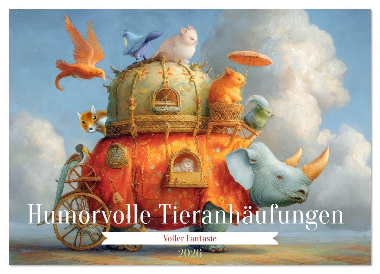 Humorvolle Tieranhäufungen - Voller Fantasie (Wandkalender 2026 DIN A4 quer), CALVENDO Monatskalender: Tierwelt in lebendigen Farben und witzigen Details (CALVENDO Spass) Natural Sciences