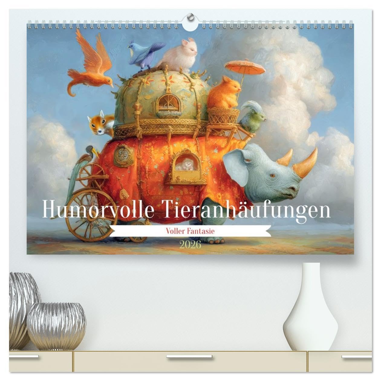 Humorvolle Tieranhäufungen - Voller Fantasie (hochwertiger Premium Wandkalender 2026 DIN A2 quer), Kunstdruck in Hochglanz: Tierwelt in lebendigen Farben und witzigen Details (CALVENDO Spass) Natural Sciences