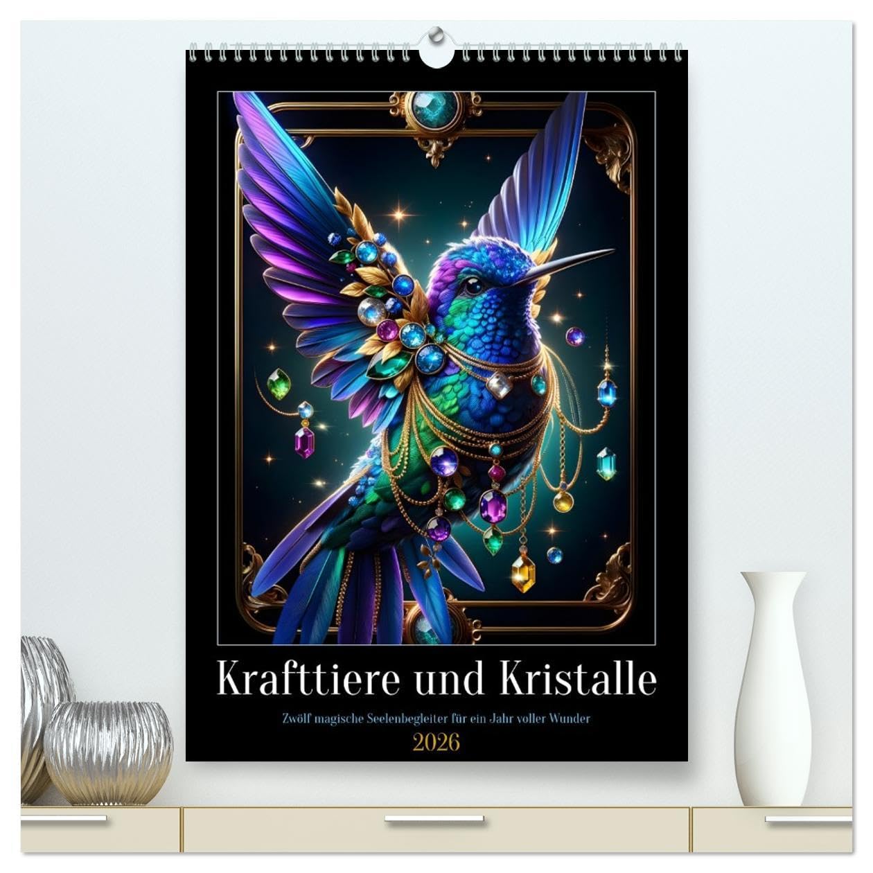 Krafttiere und Kristalle (hochwertiger Premium Wandkalender 2026 DIN A2 hoch), Kunstdruck in Hochglanz: Botschaften aus der Tiefe der Natur – kraftvoll, klar und berührend (CALVENDO Tiere) Social Sciences