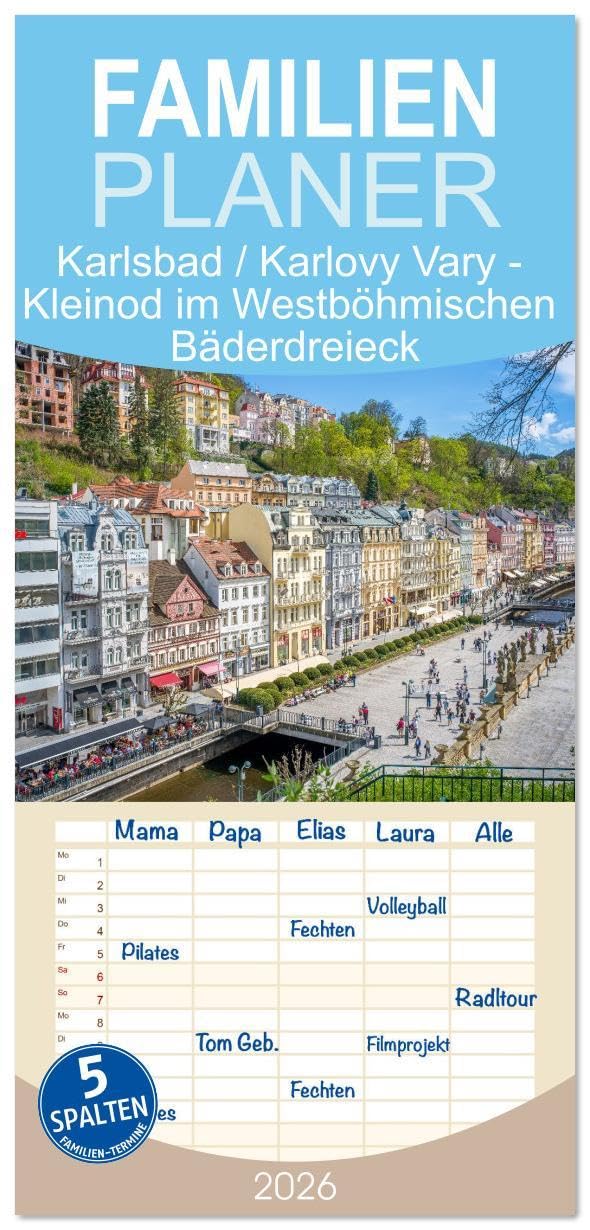 Familienplaner 2026 - Karlsbad / Karlovy Vary - Kleinod im Westböhmischen Bäderdreieck mit 5 Spalten (Wandkalender, 21 x 45 cm) CALVENDO: Ein ... Karlovy Vary. im Zentrum (CALVENDO Orte) Leisure, Home & Garden