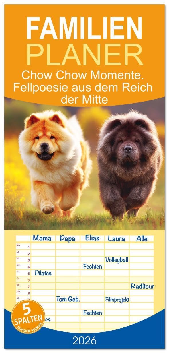 Familienplaner 2026 - Chow Chow Momente. Fellpoesie aus dem Reich der Mitte mit 5 Spalten (Wandkalender, 21 x 45 cm) CALVENDO: Würdevolle, sanfte und ... in tollen Bildern (CALVENDO Tiere) Living & Furnishing