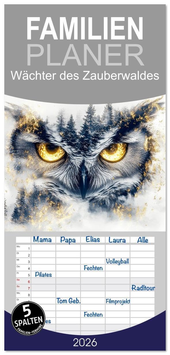 Familienplaner 2026 - Wächter des Zauberwaldes mit 5 Spalten (Wandkalender, 21 x 45 cm) CALVENDO: Unsichtbar für die meisten, beschützen sie die alten ... Magie und Natur eins sind. (CALVENDO Tiere) Film, Art & Culture