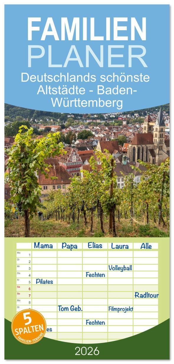 Familienplaner 2026 - Deutschlands schönste Altstädte - Baden-Württemberg mit 5 Spalten (Wandkalender, 21 x 45 cm) CALVENDO: 12 Monate mit ... in Baden-Württemberg. (CALVENDO Orte) Leisure, Home & Garden