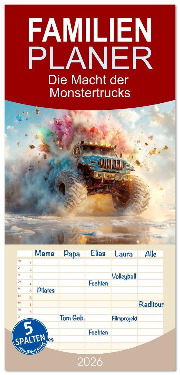 Familienplaner 2026 - Die Macht der Monstertrucks mit 5 Spalten (Wandkalender, 21 x 45 cm) CALVENDO: Die Macht der Monstertrucks liegt in ihrer ... unaufhaltsamen Kraft. (CALVENDO Mobilitaet) Business & Technology