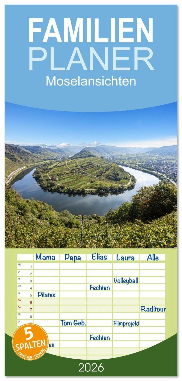 Familienplaner 2026 - Moselansichten mit 5 Spalten (Wandkalender, 21 x 45 cm) CALVENDO: Eine Reise entlang der Mosel vorbei an malerischen Weinorten, ... und spektakulären Weinbergen (CALVENDO Orte) Leisure, Home & Garden