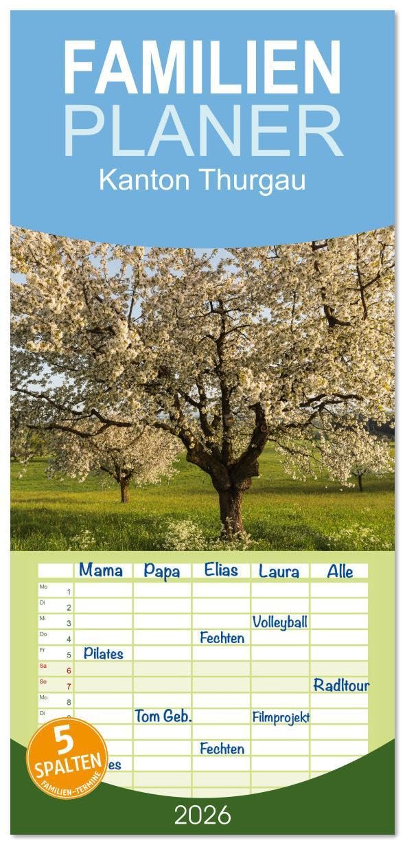 Familienplaner 2026 - Kanton Thurgau mit 5 Spalten (Wandkalender, 21 x 45 cm) CALVENDO: Landschaft zwischen Bodensee und Voralpen (CALVENDO Orte) Leisure, Home & Garden