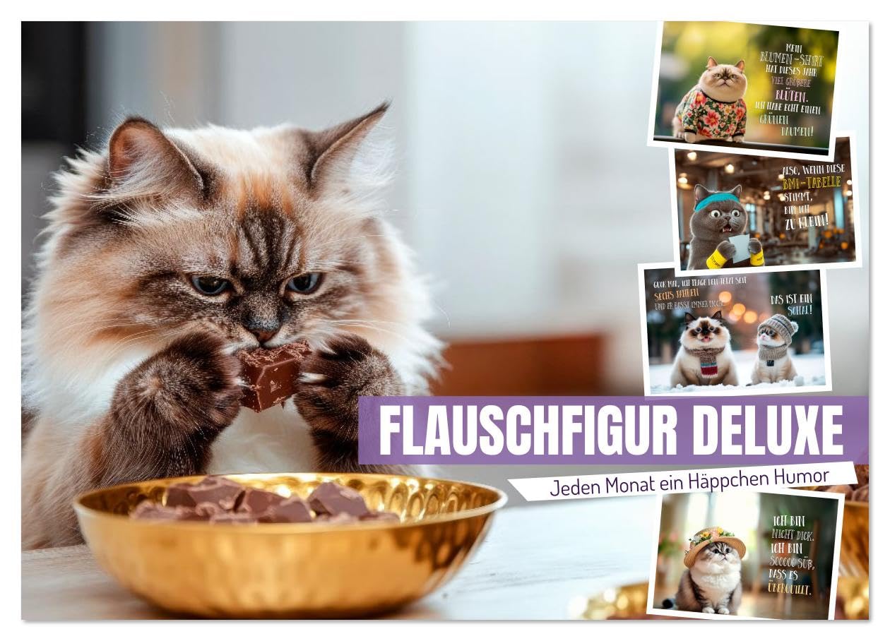 FLAUSCHFIGUR DELUXE Jeden Monat ein Häppchen Humor (Wandkalender 2026 DIN A2 quer), CALVENDO Monatskalender Living & Furnishing