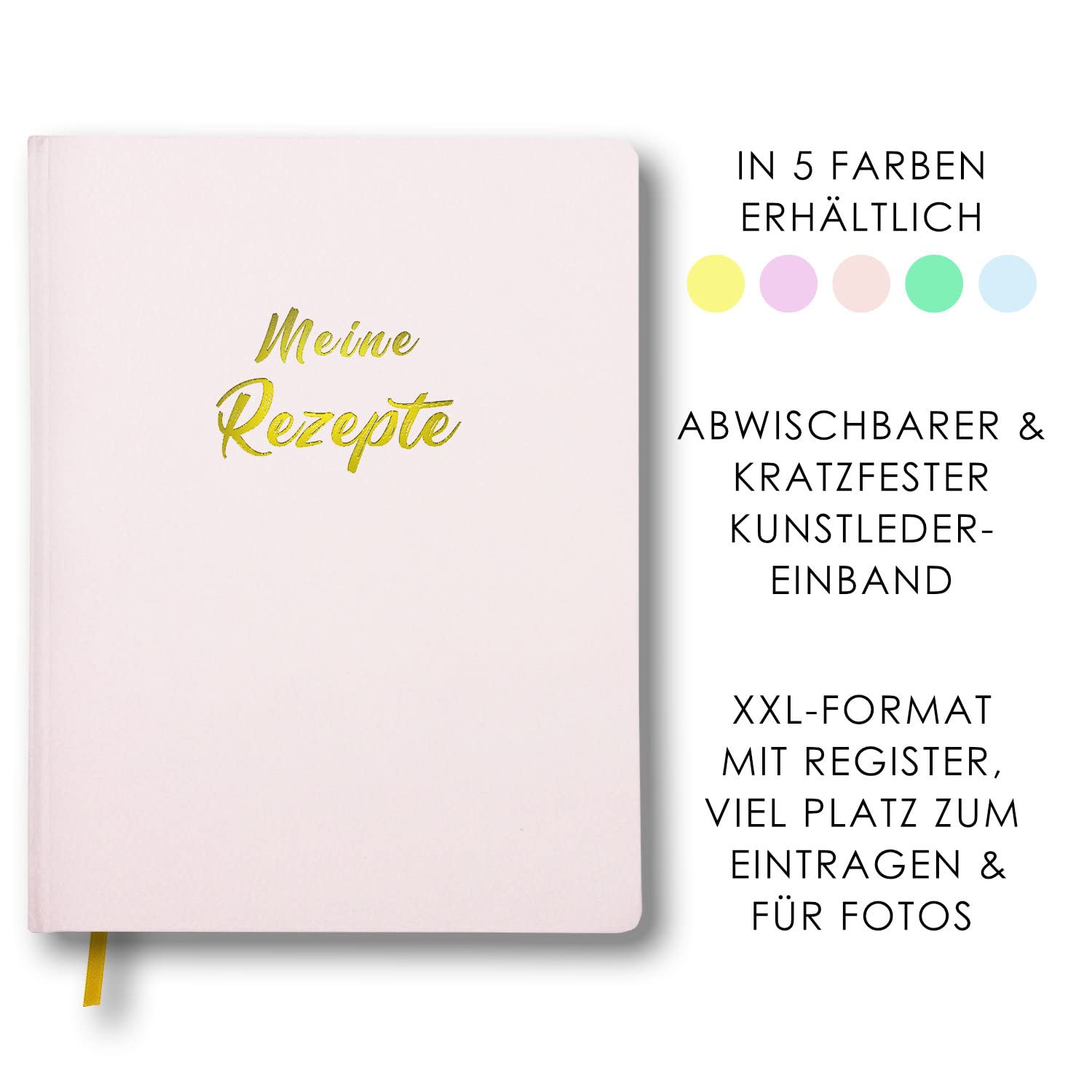 Meine Rezepte rosa: Großes Rezeptbuch zum Selberschreiben im Leder-Look mit Register und Platz für Fotos, liniert Film, Art & Culture