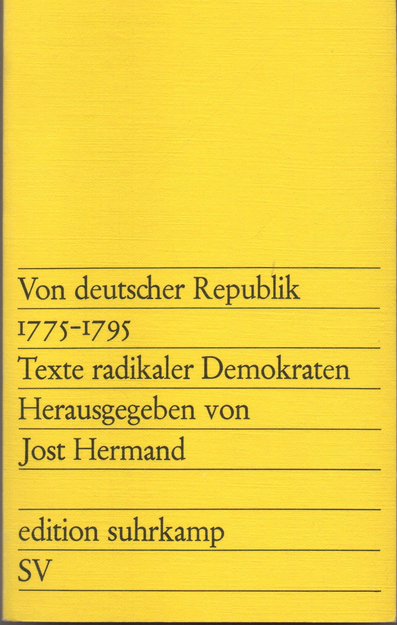 Von deutscher Republik 1775-1795. Texte radikaler Demokraten. Books