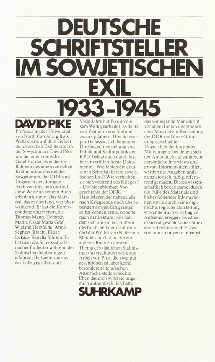 Deutsche Schriftsteller im sowjetischen Exil 1933 - 1945 Contemporary literature