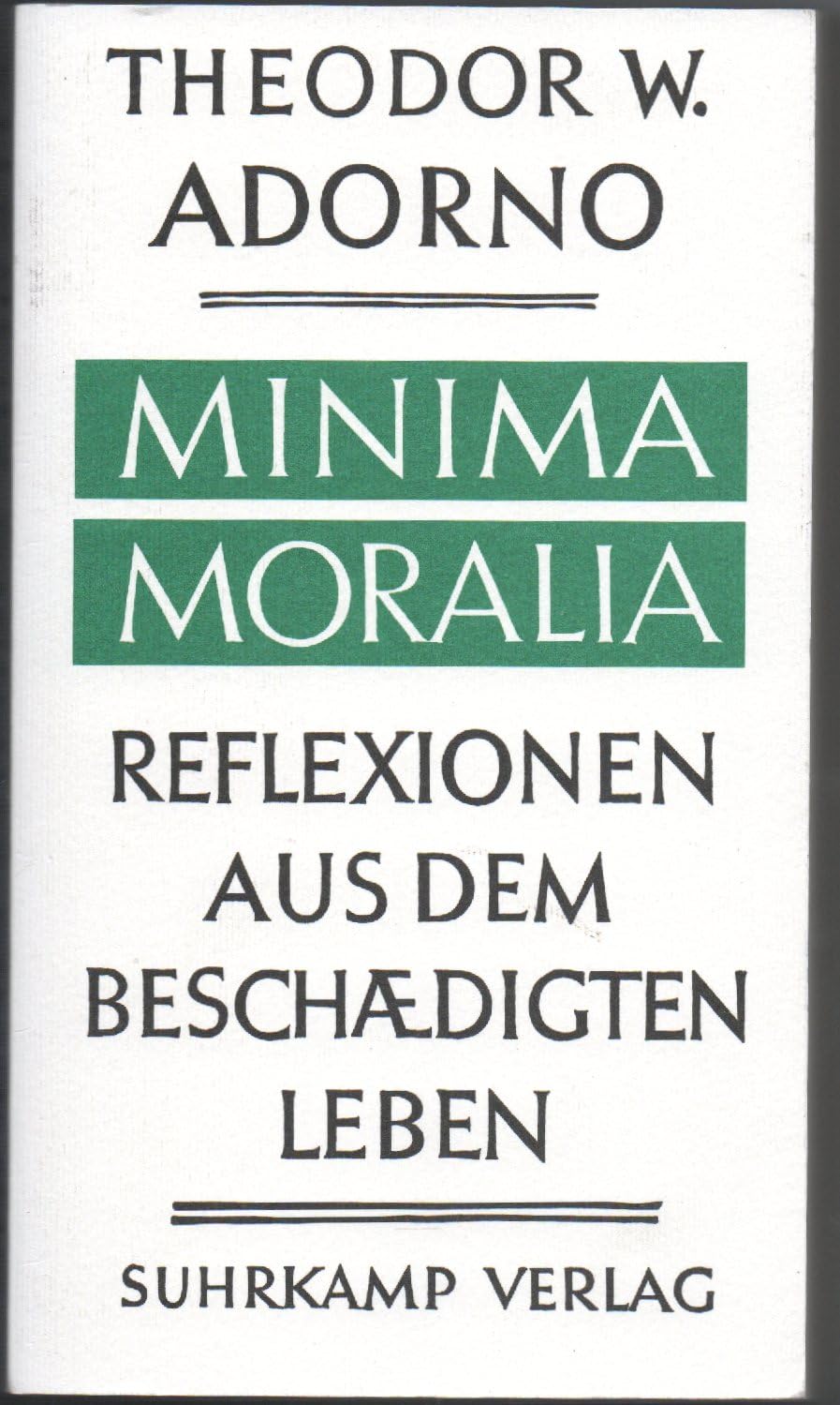 Minima Moralia - Reflexionen aus dem beschädigten Leben Books
