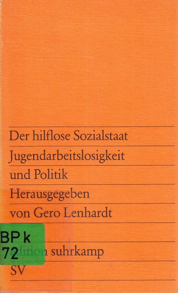 Der hilflose Sozialstaat. Jugendarbeitslosigkeit und Politik. Professional & Reference Books