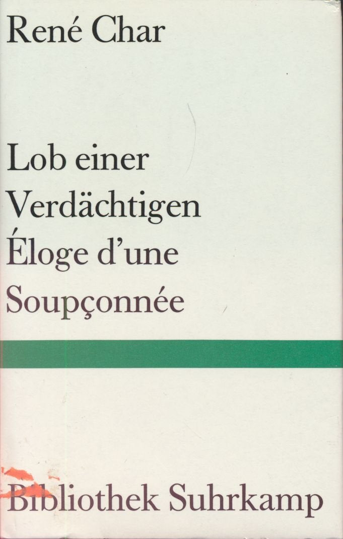 Lob einer Verdächtigen/Éloge d'une Soupçonnée: Gedichte (Bibliothek Suhrkamp) Poetry