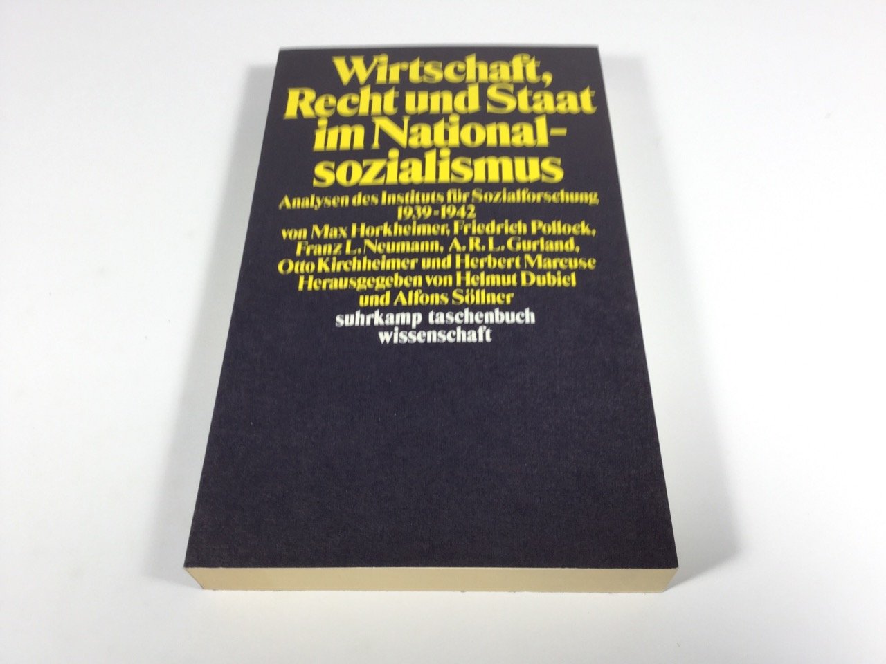 Wirtschaft, Recht und Staat im Nationalsozialismus. Aufsätze des Instituts für Sozialforschung 1939-1942 Business & Technology