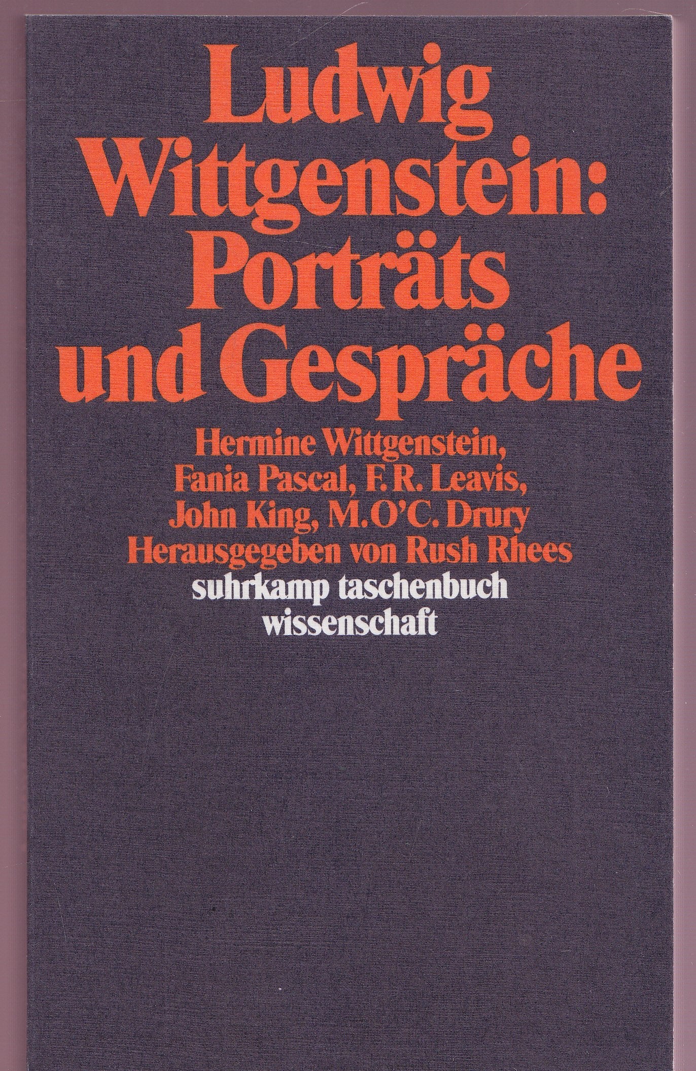 Ludwig Wittgenstein: Porträts und Gespräche (Suhrkamp Taschenbücher Wissenschaft) Philosophy