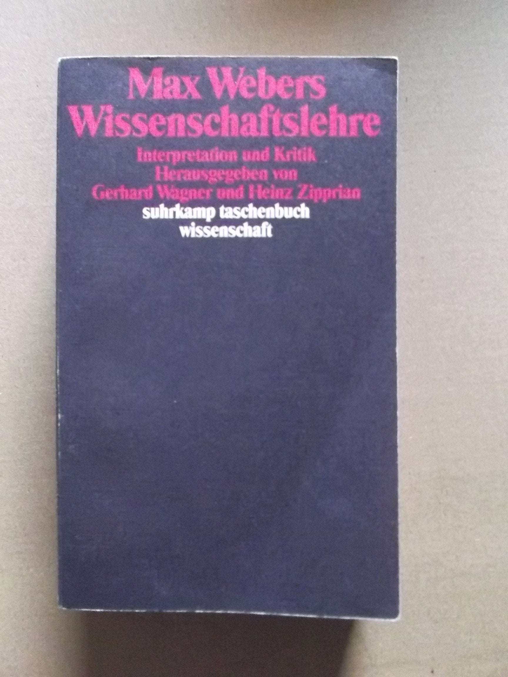 Max Webers Wissenschaftslehre: Interpretation und Kritik. Herausgegeben von Gerhard Wagner und Heinz Zipprian (suhrkamp taschenbuch wissenschaft) Social Sciences