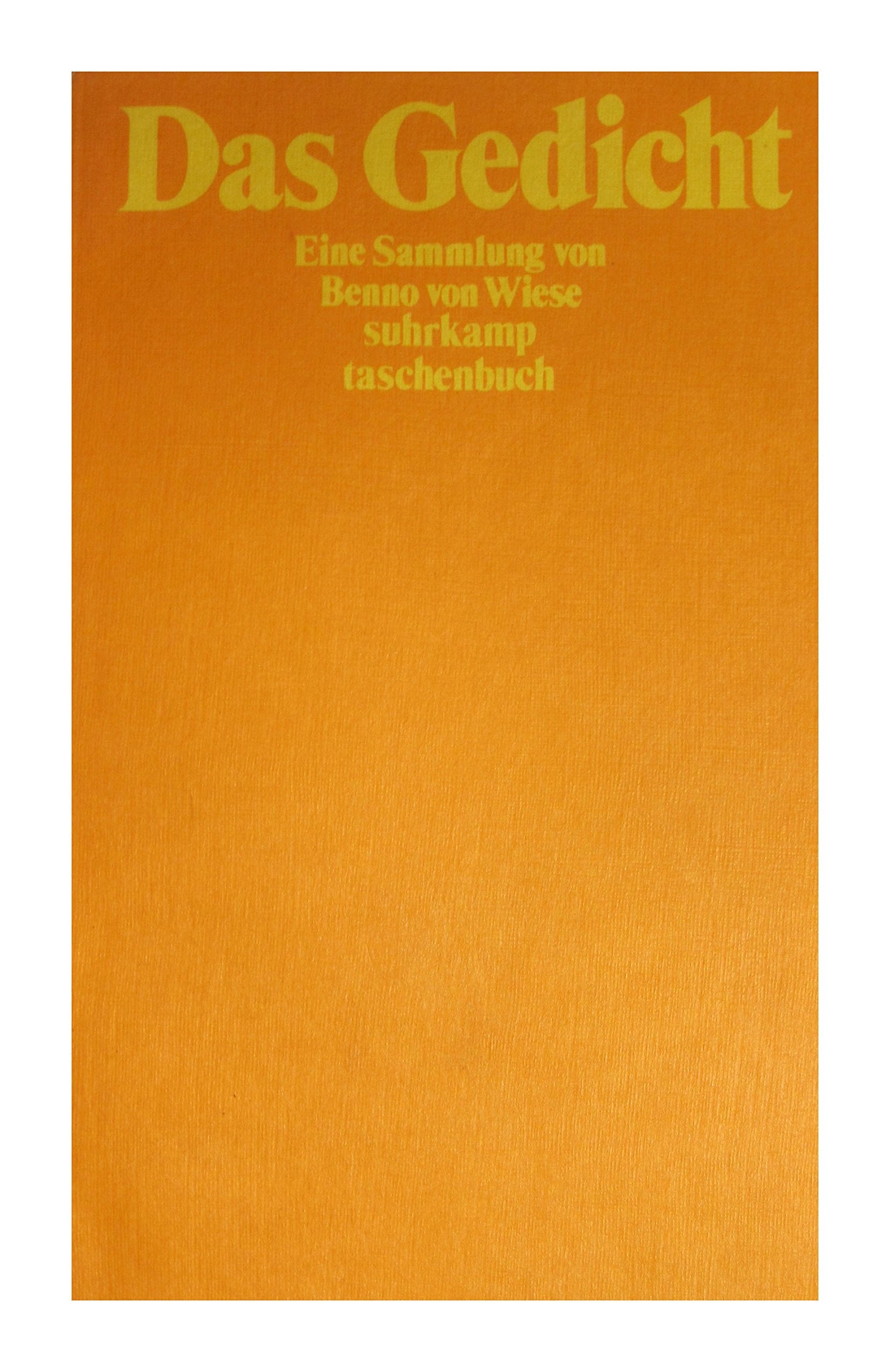 Das Gedicht: Eine Sammlung von Benno von Wiese (suhrkamp taschenbuch) Books