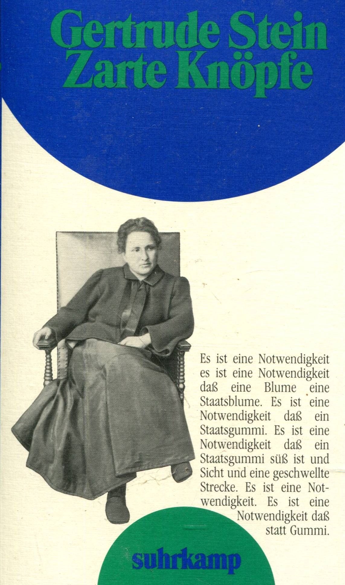 Zarte Knöpfe: (Tender Buttons). Deutsche Übertragung von Marie-Anne Stiebel unter Mitarbeit von Klaus Reichert. Mit einer Nachbemerkung von Klaus Reichert (suhrkamp taschenbuch) Contemporary literature Books