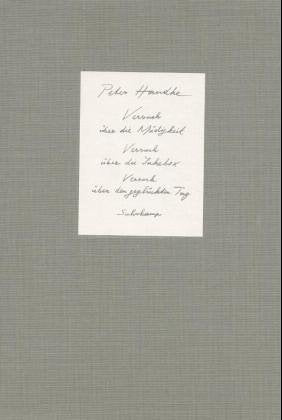 Drei Versuche: Versuch über die Müdigkeit. Versuch über die Jukebox. Versuch über den geglückten Tag Contemporary literature