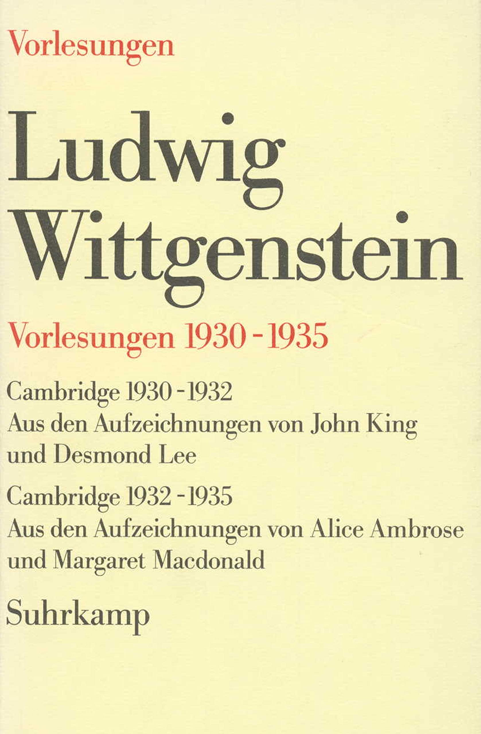 Vorlesungen 1930–1935: Cambridge 1930–1932 Philosophy