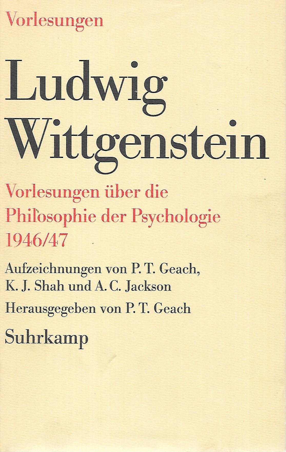 Vorlesungen über die Philosophie der Psychologie 1946/47 Philosophy
