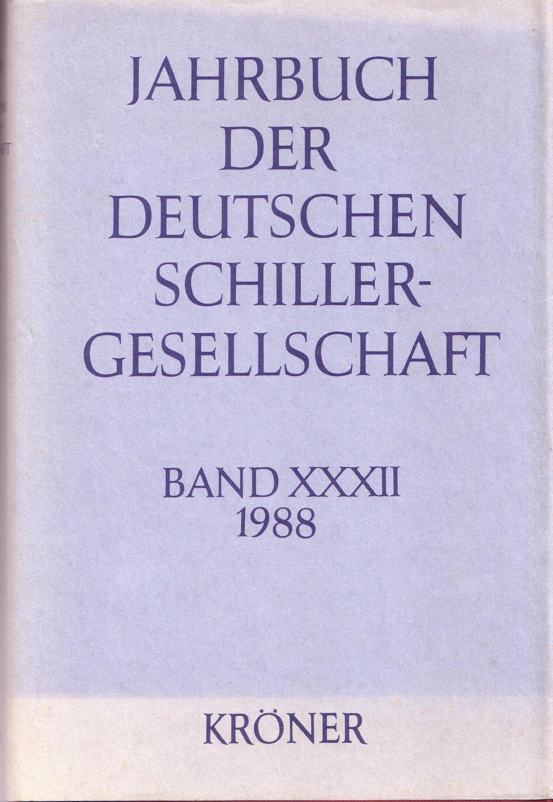 Jahrbuch der Deutschen Schillergesellschaft, Bd.32, 1988 Books