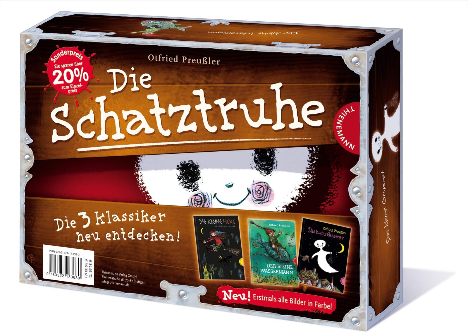 Die kleine Hexe, Das kleine Gespenst, Der kleine Wasserman 4-farbig koloriert in einer Schatztruhe mit Magnetverschluss: Das kleine Gespenst; Die kleine Hexe; Der kleine Wassermann (koloriert) Novels & Short Stories