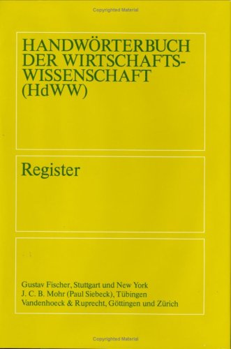 Handwörterbuch der Wirtschaftswissenschaft (HdWW). Registerband Law