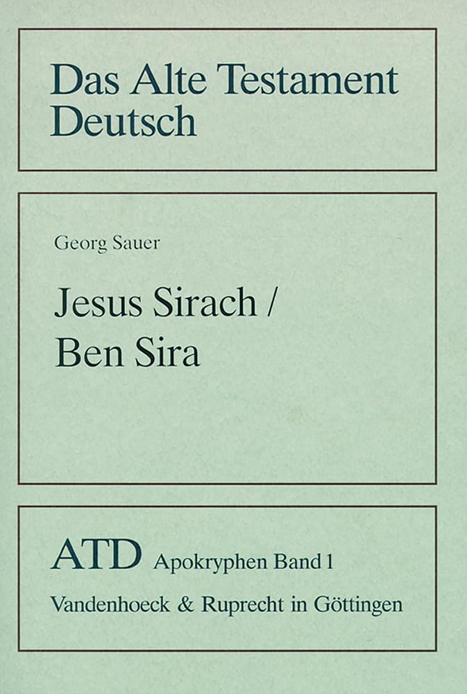 Das Alte Testament Deutsch. Apokryphen.: Das Alte Testament Deutsch (ATD), Apokryphen, Bd.1, Jesus Sirach / Ben Sira Film, Art & Culture