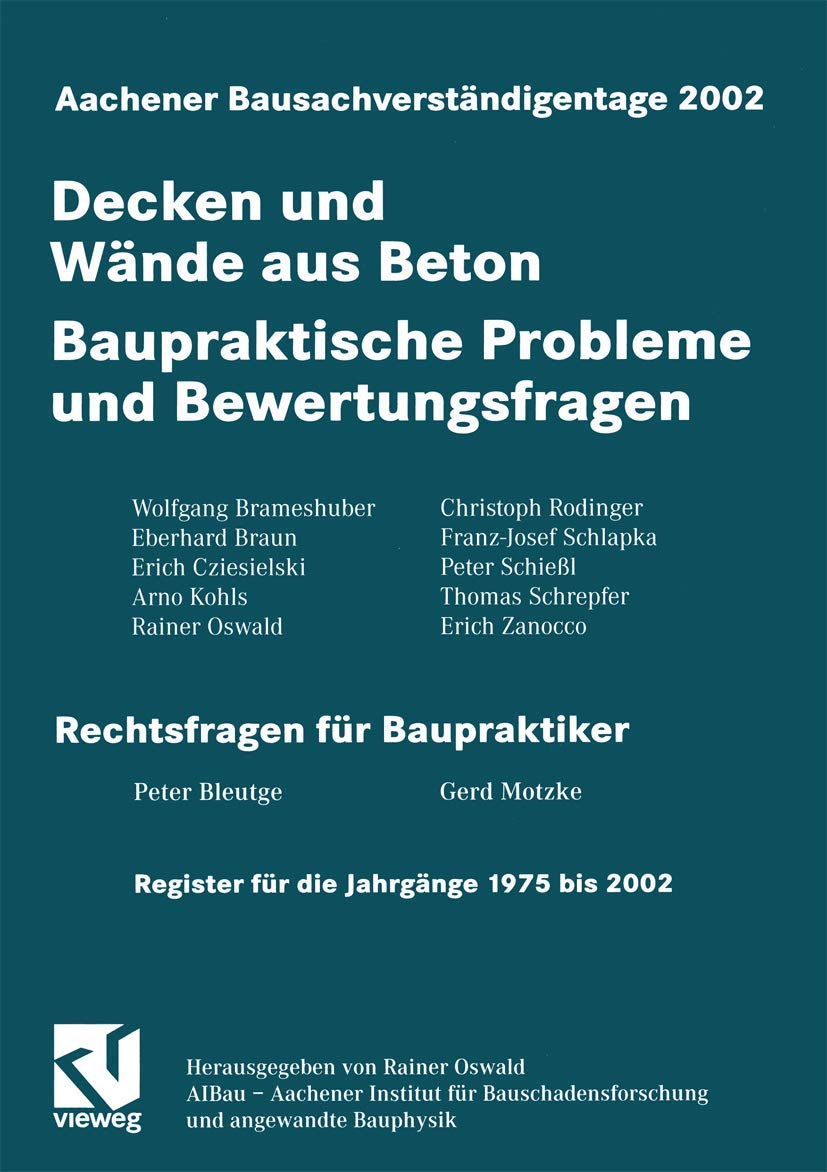 Aachener Bausachverständigentage 2002 Media & Communication Books